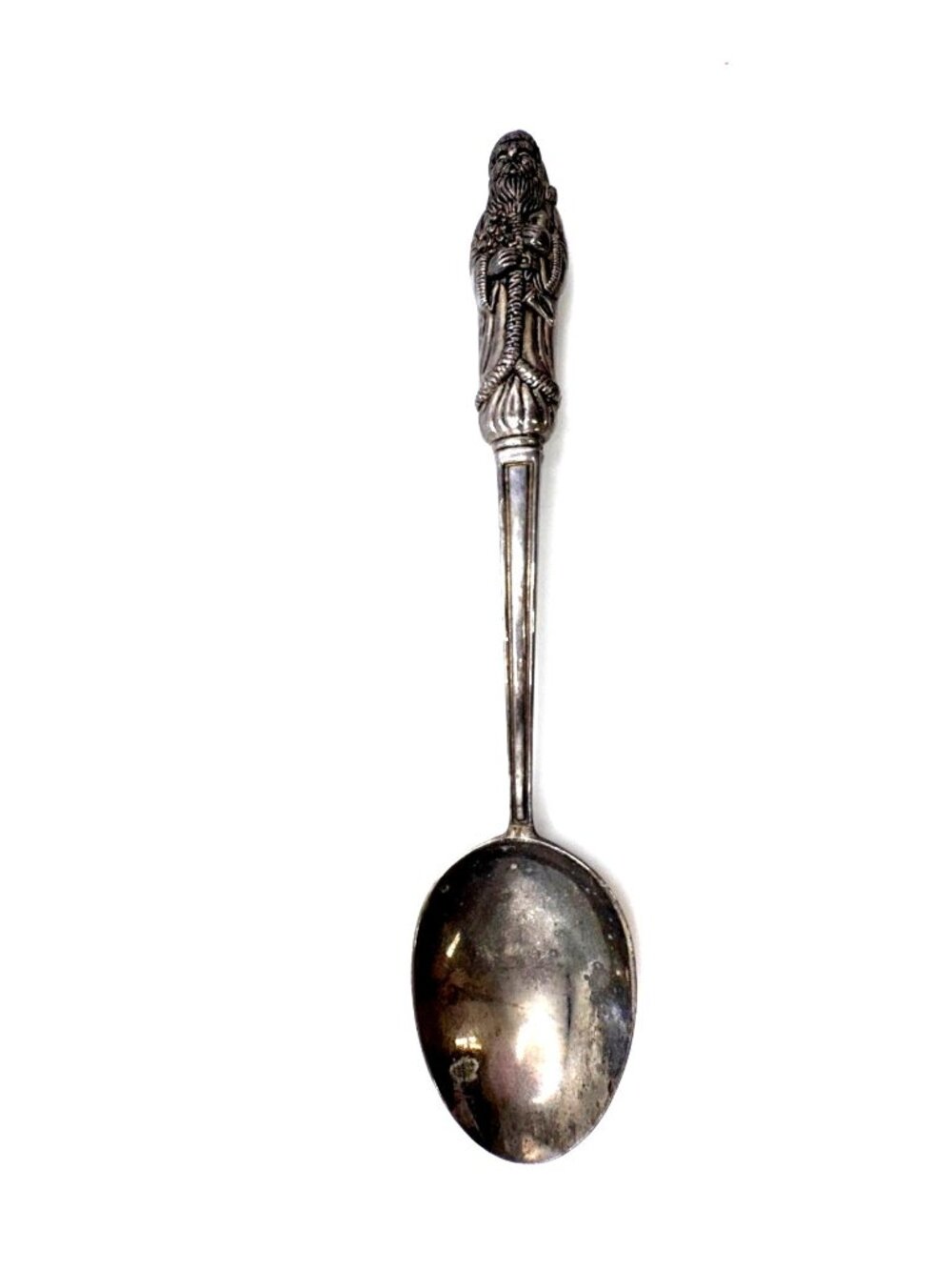 Vintage Godinger Silver-Plated Santa Spoon Ornate Handle Christmas 12" Old Worl